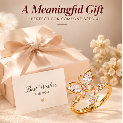 Elegant Gold Butterfly Ring – Sparkling Cubic Zirconia Open Ring for Women